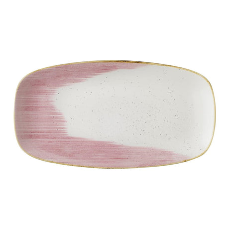 CU649 Churchill Stonecast Accents Petal Pink Chefs Oblong Plate 348 x 186mm (Pack of 6) JD Catering Equipment Solutions Ltd