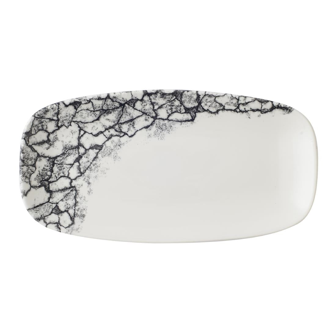 CU671 Churchill Kintsugi Accents Quartz Black  Chefs Oblong Plate 298 x 152mm (Pack of 12) JD Catering Equipment Solutions Ltd