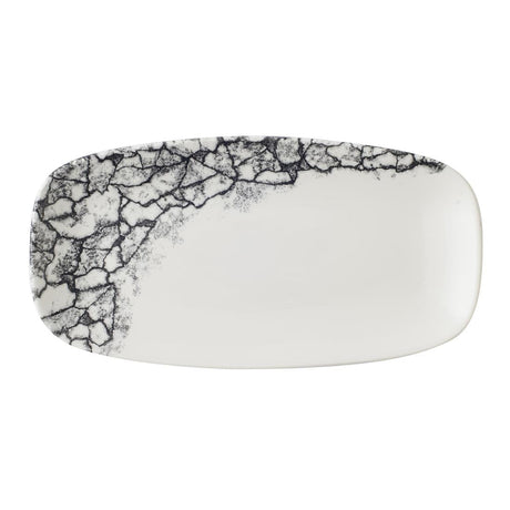 CU671 Churchill Kintsugi Accents Quartz Black  Chefs Oblong Plate 298 x 152mm (Pack of 12) JD Catering Equipment Solutions Ltd