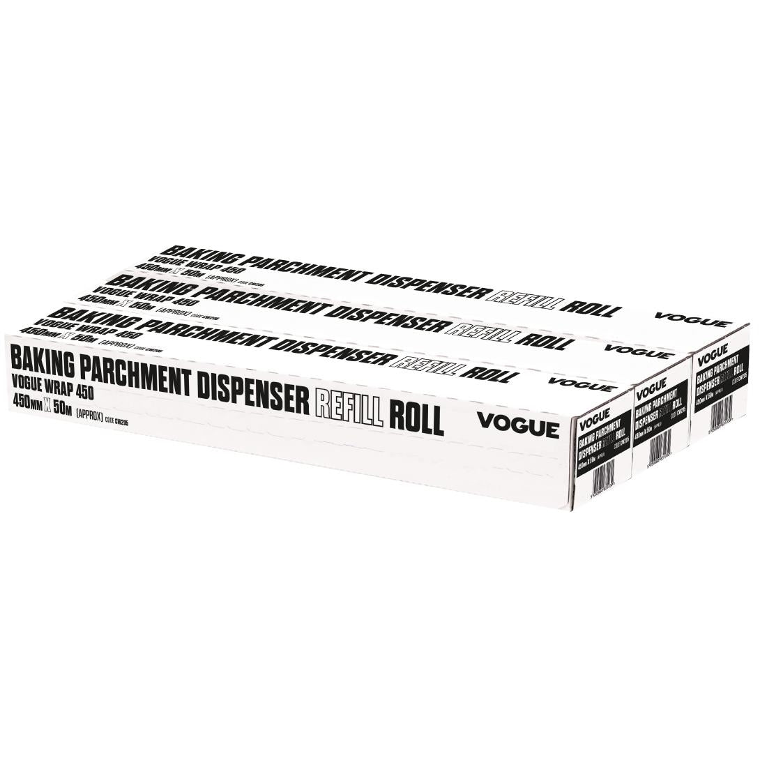 CW205 Vogue Baking Parchment 50m fits Wrap450 Dispenser (Pack of 3) JD Catering Equipment Solutions Ltd