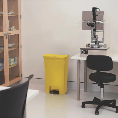CW585 Rubbermaid Slim Jim Front Step-On Pedal Bin Yellow 50Ltr - JD Catering Equipment Solutions Ltd