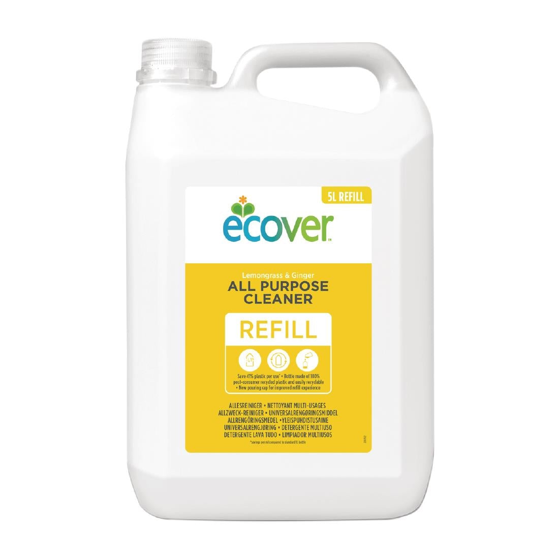 CX190 Ecover Lemongrass and Ginger All-Purpose Cleaner Concentrate 5Ltr JD Catering Equipment Solutions Ltd