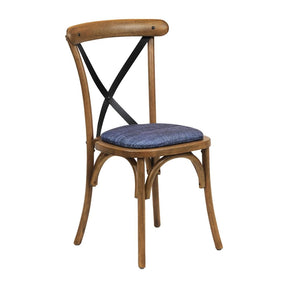 CX448 Bristol Dining Chair Weathered Oak with Padded Seat Helbeck Midnight (Pack of 2) JD Catering Equipment Solutions Ltd