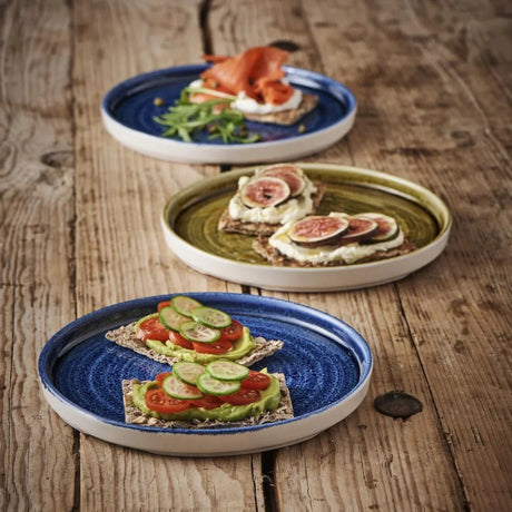 CX640 Churchill Stonecast Plume Walled Plates Ultramarine 220mm (Pack of 6) - JD Catering Equipment Solutions Ltd