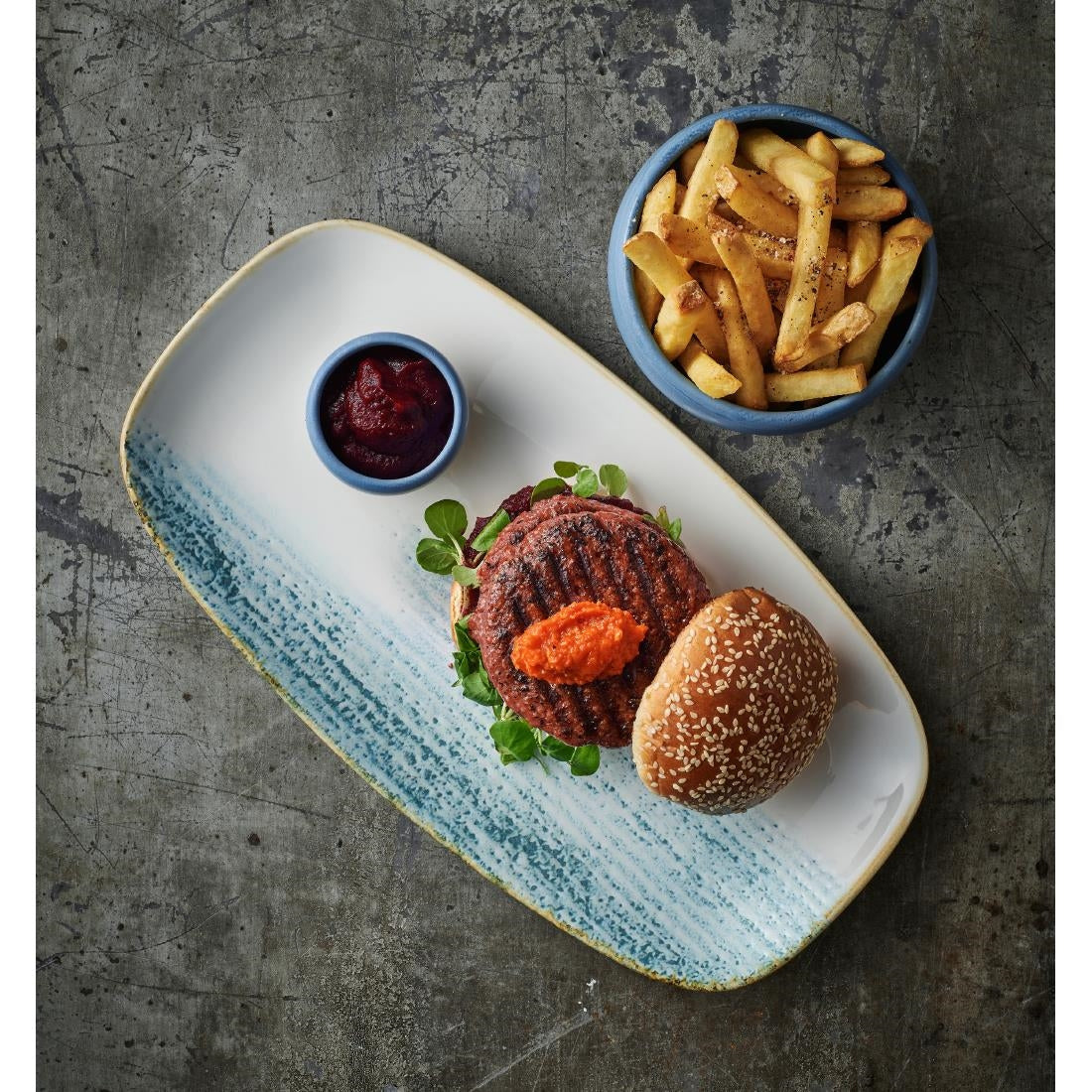 CX674 Churchill Homespun Accents Aquamarine Oblong Plates 296X152mm (Pack of 12) JD Catering Equipment Solutions Ltd