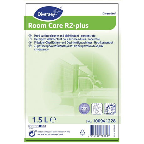 CX821 Room Care R2-plus Hard Surface Cleaner and Disinfectant Concentrate 1.5Ltr JD Catering Equipment Solutions Ltd