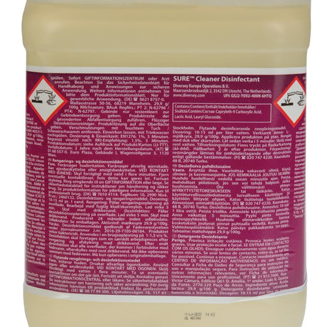 CX833 SURE Cleaner and Disinfectant Concentrate 5Ltr JD Catering Equipment Solutions Ltd