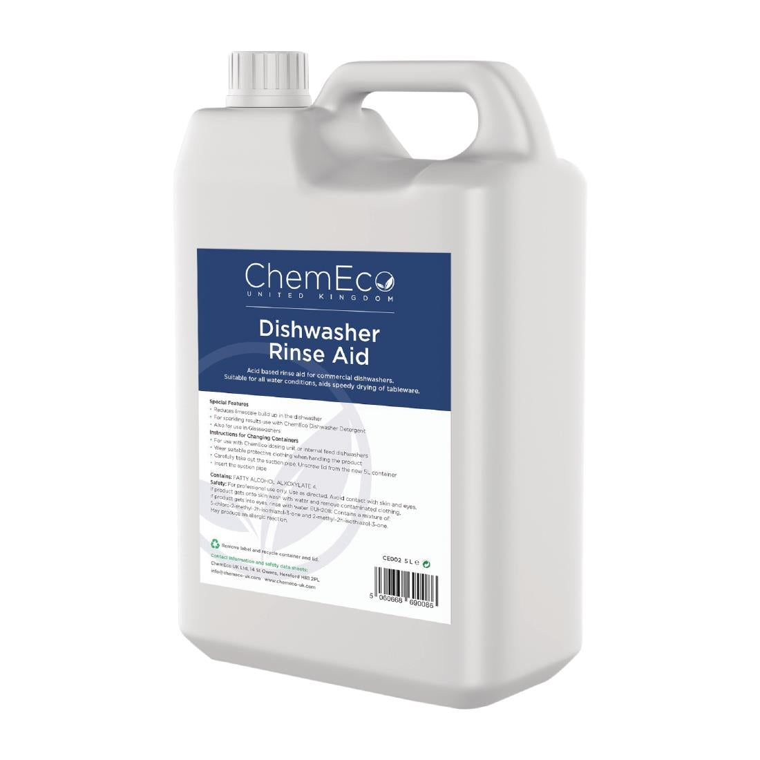 CX951 ChemEco Dishwasher Rinse Aid 5Ltr JD Catering Equipment Solutions Ltd