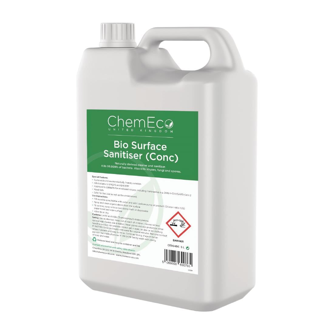 CX952 ChemEco Bio Surface Sanitiser Concentrate 5Ltr JD Catering Equipment Solutions Ltd