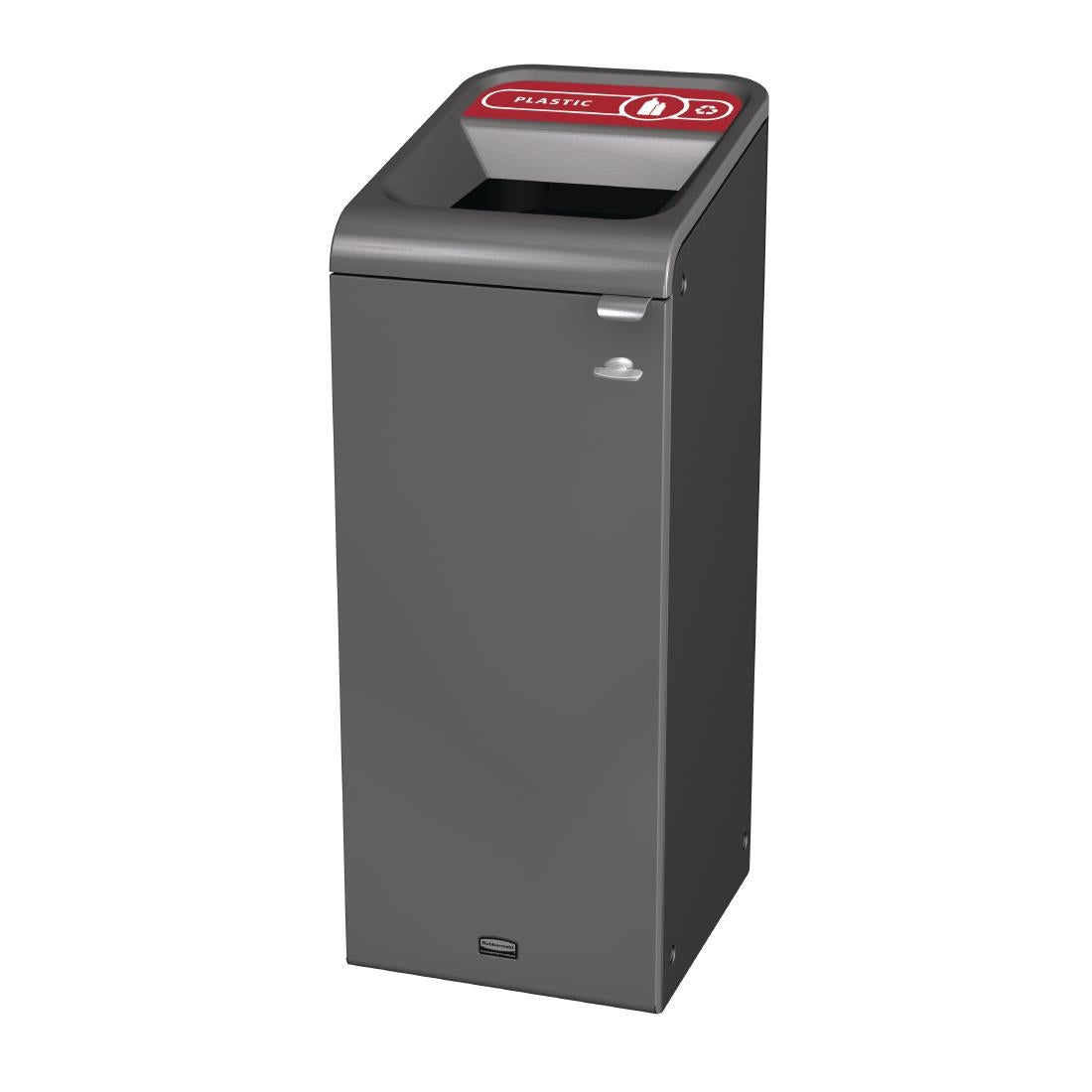 CX963 Rubbermaid Configure Recycling Bin with Plastic Recycling Label Red 57Ltr JD Catering Equipment Solutions Ltd