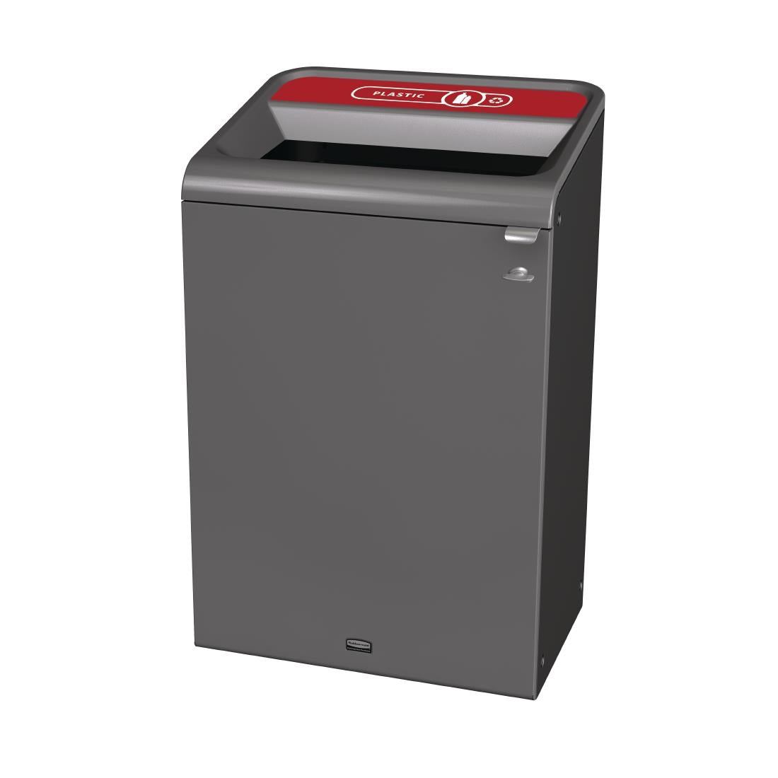 CX965 Rubbermaid Configure Recycling Bin with Plastic Recycling Label Red 125Ltr JD Catering Equipment Solutions Ltd