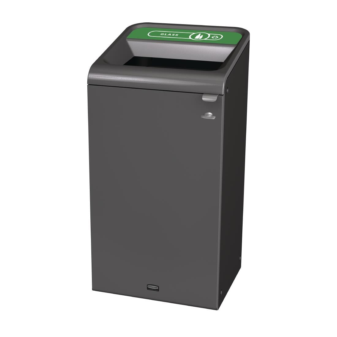 CX967 Rubbermaid Configure Recycling Bin with Glass Recycling Label Green 87Ltr JD Catering Equipment Solutions Ltd
