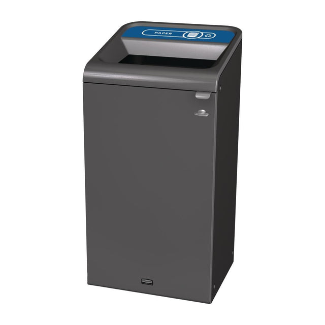 CX976 Rubbermaid Configure Recycling Bin with Paper Recycling Label Blue 87L JD Catering Equipment Solutions Ltd