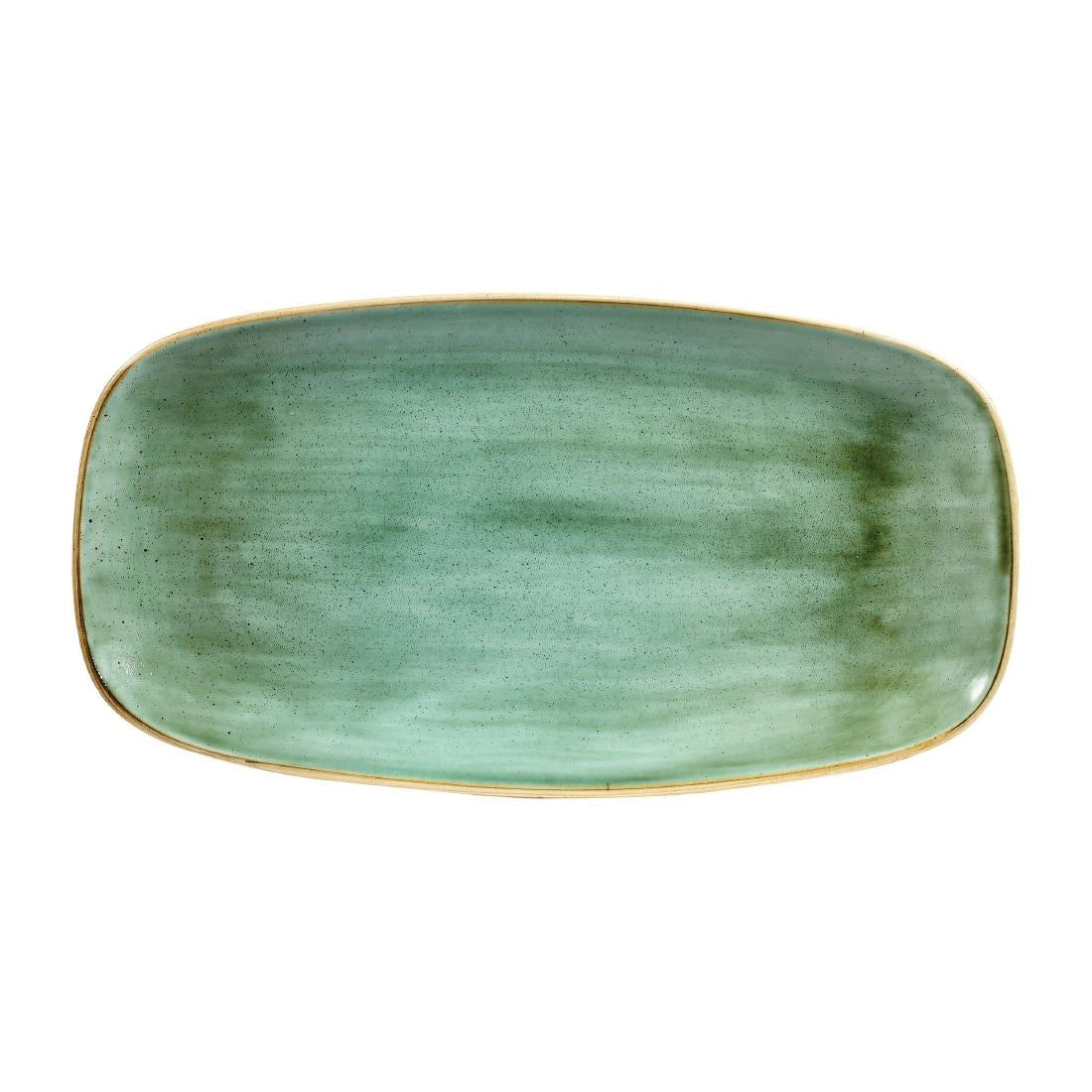 CY101 Churchill Stonecast Rectangular Plates Samphire Green 189 x 355mm JD Catering Equipment Solutions Ltd