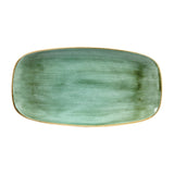 CY101 Churchill Stonecast Rectangular Plates Samphire Green 189 x 355mm JD Catering Equipment Solutions Ltd