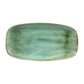 CY101 Churchill Stonecast Rectangular Plates Samphire Green 189 x 355mm - JD Catering Equipment Solutions Ltd