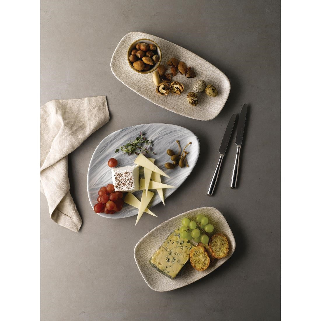CY947 Churchill Breccia Oblong Chef Plate Agate Grey 157 x 237mm (Pack of 12) JD Catering Equipment Solutions Ltd
