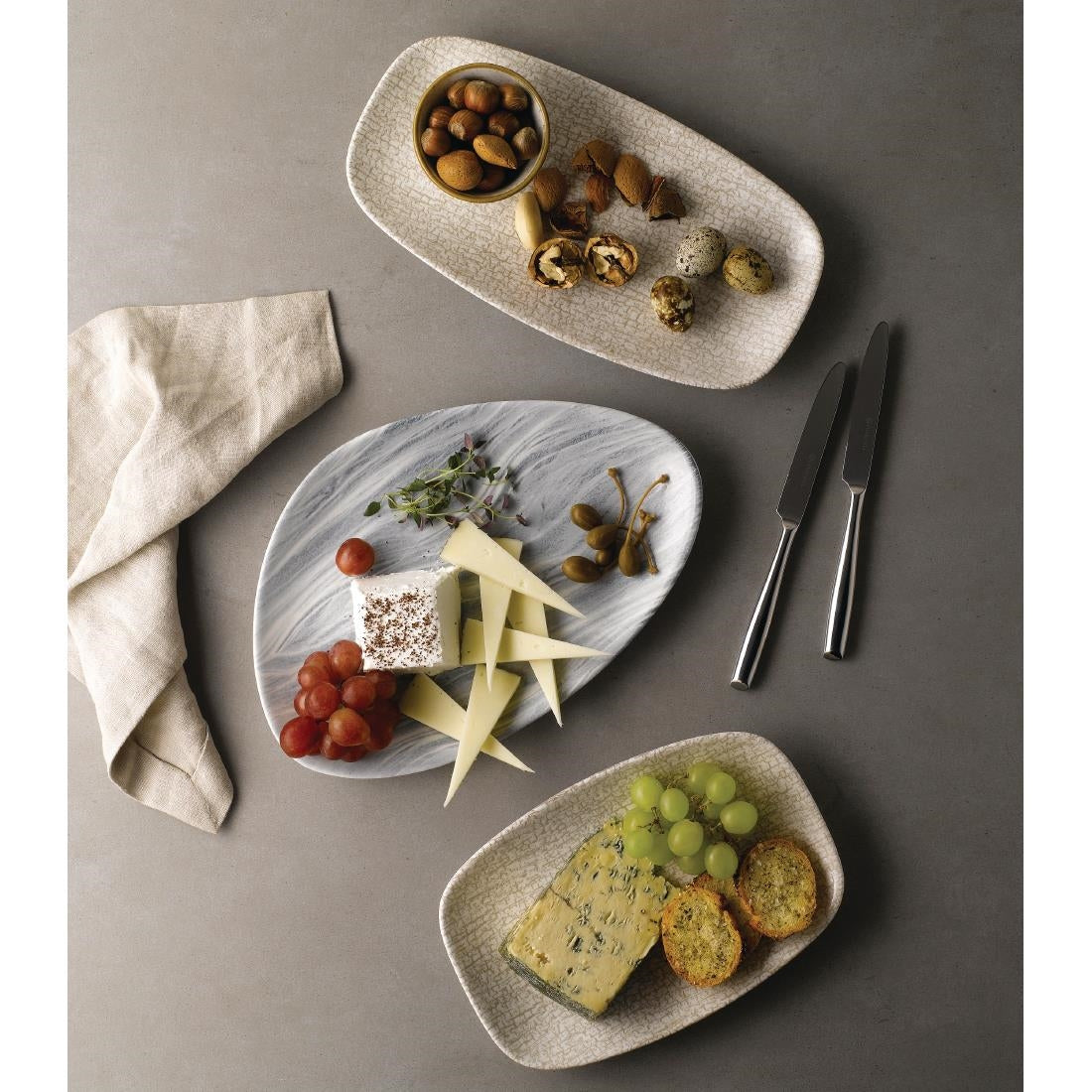 CY947 Churchill Breccia Oblong Chef Plate Agate Grey 157 x 237mm (Pack of 12) JD Catering Equipment Solutions Ltd