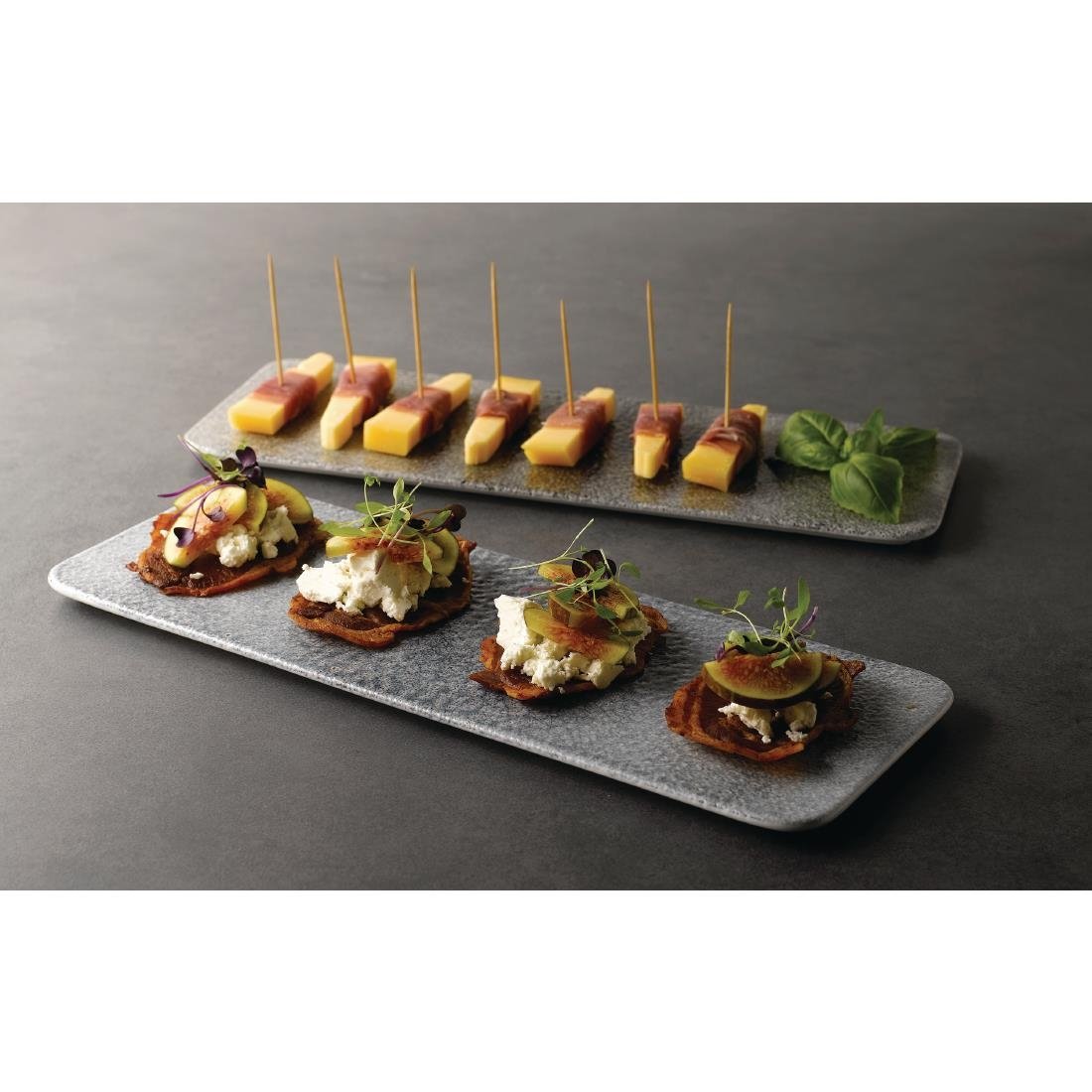 CY987 Churchill Raku Rectangular Tiles Quartz Black 140 x 376mm (Pack of 4) JD Catering Equipment Solutions Ltd