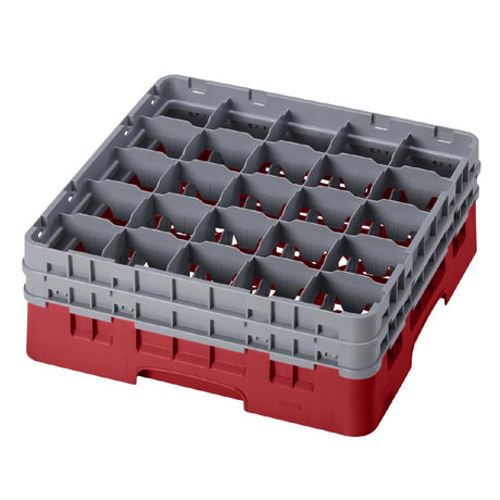 CZ195 Cambro Camrack Red 25 Compartments Max Glass Height 156mm JD Catering Equipment Solutions Ltd