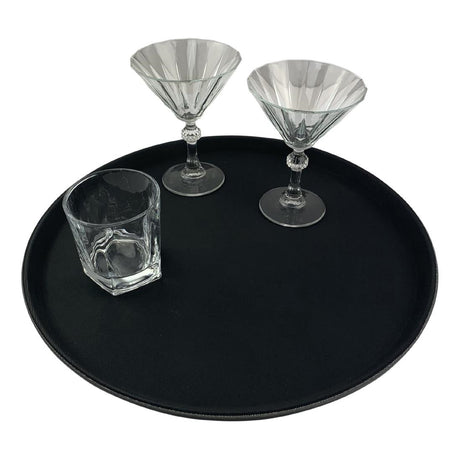 CZ496 Beaumont Non-Slip Round Tray Black 406mm JD Catering Equipment Solutions Ltd