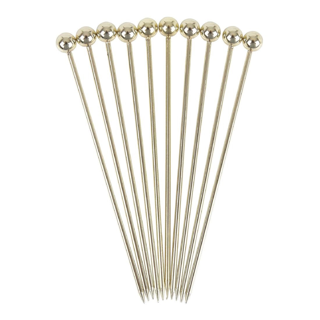 CZ589 Beaumont Ball Garnish Pick Gold Plated (Pack of 10) JD Catering Equipment Solutions Ltd