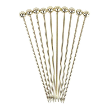 CZ589 Beaumont Ball Garnish Pick Gold Plated (Pack of 10) JD Catering Equipment Solutions Ltd