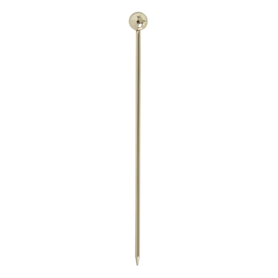 CZ589 Beaumont Ball Garnish Pick Gold Plated (Pack of 10) JD Catering Equipment Solutions Ltd