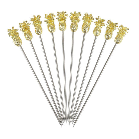 CZ591 Beaumont Pineapple Garnish Pick Gold Plated (Pack of 10) JD Catering Equipment Solutions Ltd