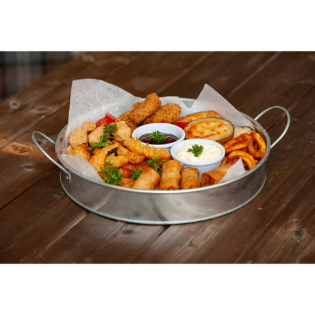 CZ640 Beaumont Round Galvanised Tin Serving Platter 304mm JD Catering Equipment Solutions Ltd