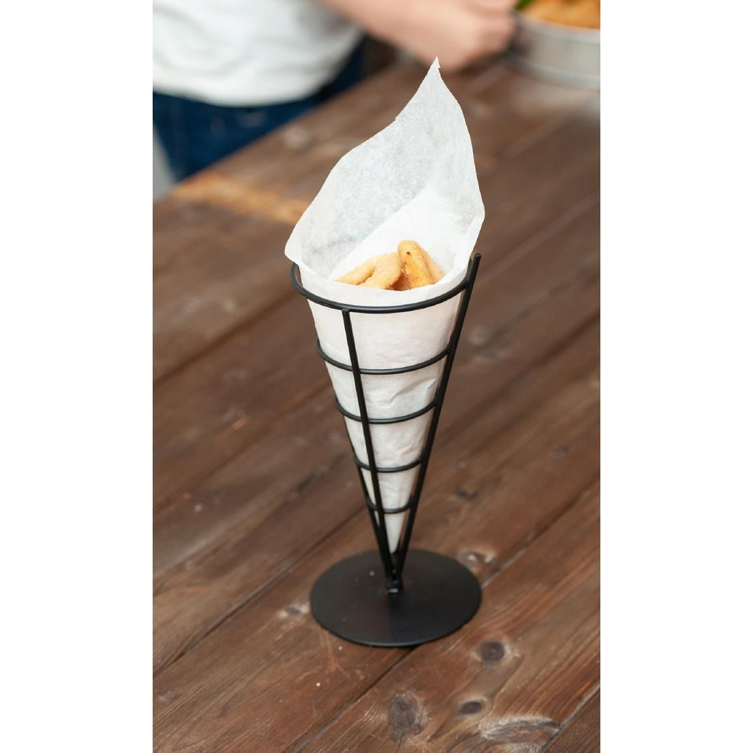 CZ641 Beaumont Wire French Fry Cone And Ramekin Holder Black JD Catering Equipment Solutions Ltd