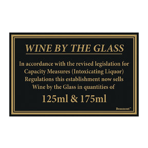 CZ679 Beaumont 125ml & 175ml Wine Law Sign 170x110mm JD Catering Equipment Solutions Ltd