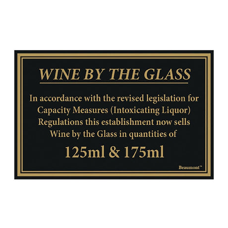 CZ679 Beaumont 125ml & 175ml Wine Law Sign 170x110mm JD Catering Equipment Solutions Ltd