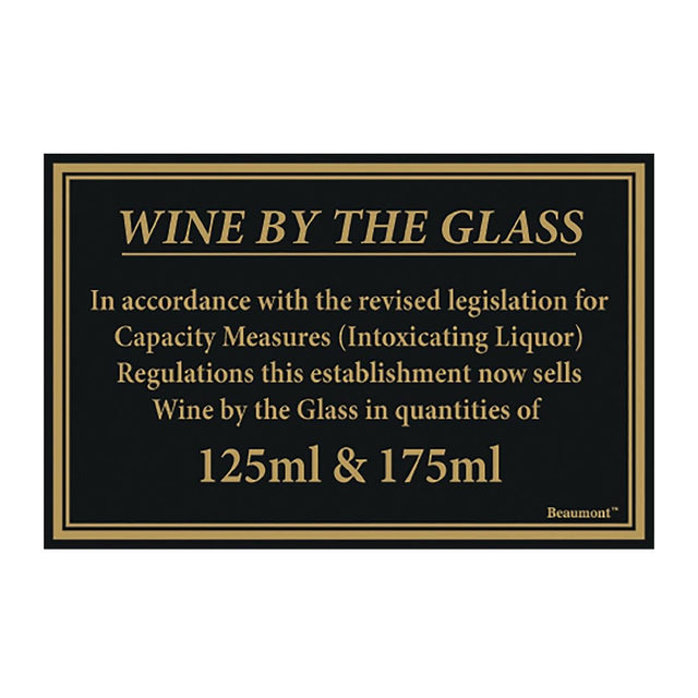 CZ679 Beaumont 125ml & 175ml Wine Law Sign 170x110mm JD Catering Equipment Solutions Ltd