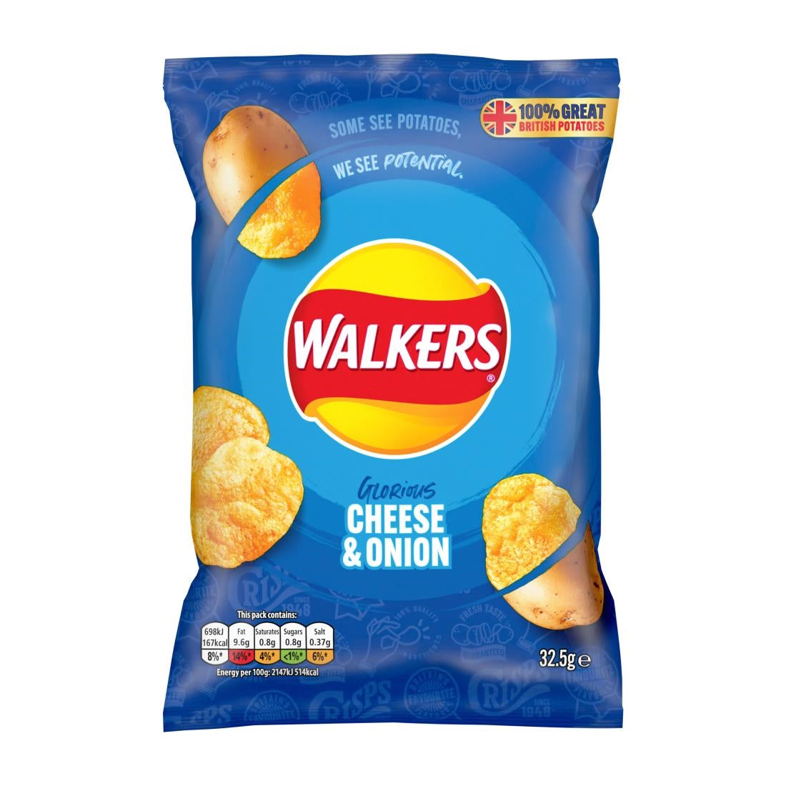 CZ703 Walkers Cheese & Onion Flavour Crisps 32.5g (Pack of 32) JD Catering Equipment Solutions Ltd