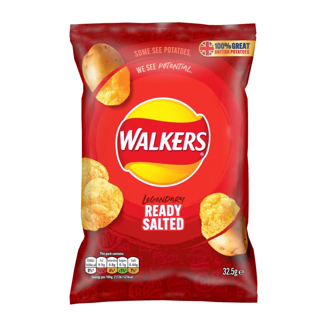 CZ704 Walkers Ready Salted Flavour Crisps 32.5g (Pack of 32) JD Catering Equipment Solutions Ltd