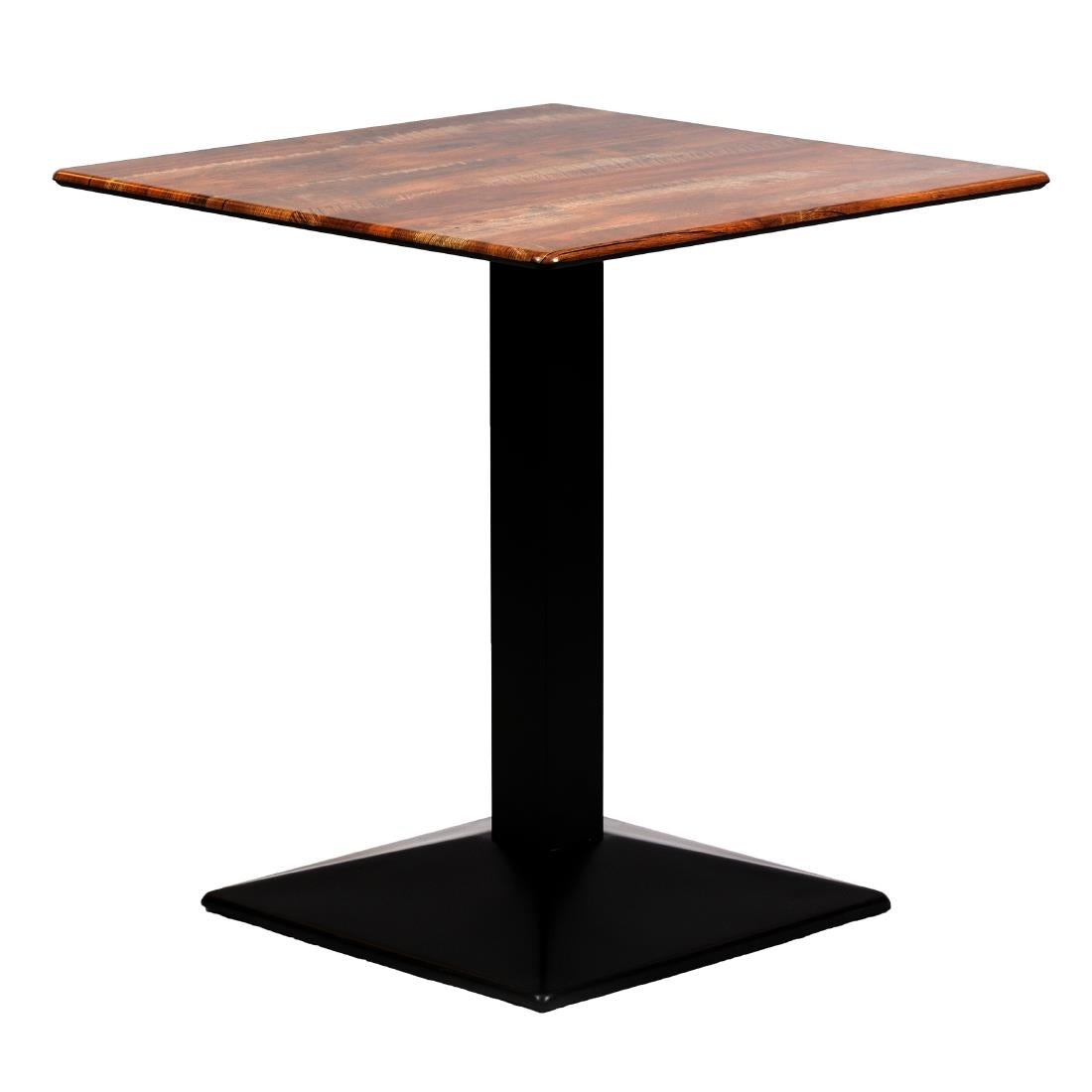 CZ812 Turin Metal Base Square Dining Table with Laminate Top Planked Oak 600mm JD Catering Equipment Solutions Ltd