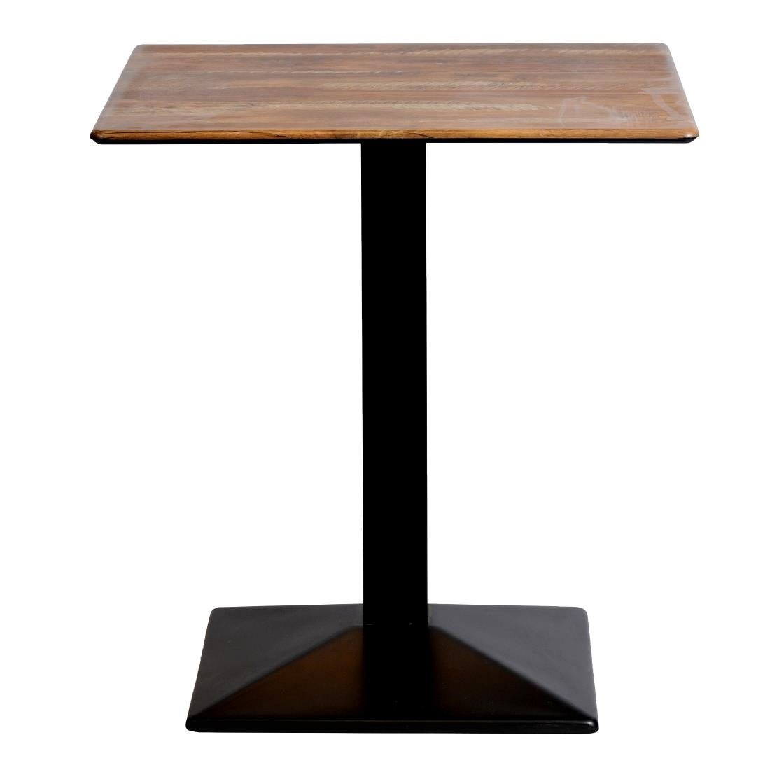 CZ816 Turin Metal Base Square Dining Table with Laminate Top Planked Oak 700mm JD Catering Equipment Solutions Ltd