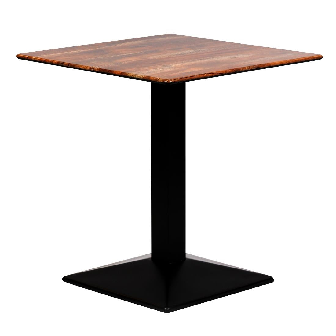 CZ816 Turin Metal Base Square Dining Table with Laminate Top Planked Oak 700mm JD Catering Equipment Solutions Ltd