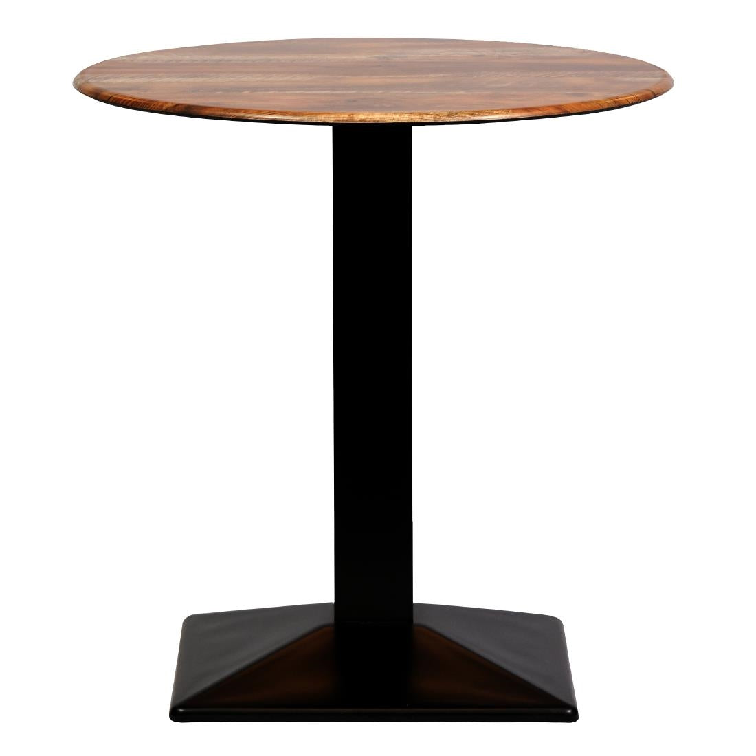 CZ820 Turin Metal Base Round Dining Table with Laminate Top Planked Oak 600mm JD Catering Equipment Solutions Ltd