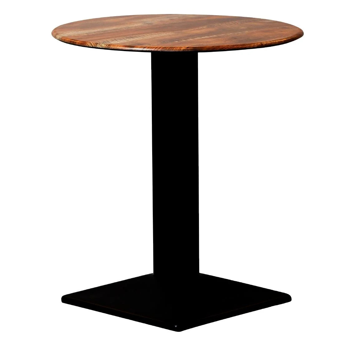 CZ820 Turin Metal Base Round Dining Table with Laminate Top Planked Oak 600mm JD Catering Equipment Solutions Ltd