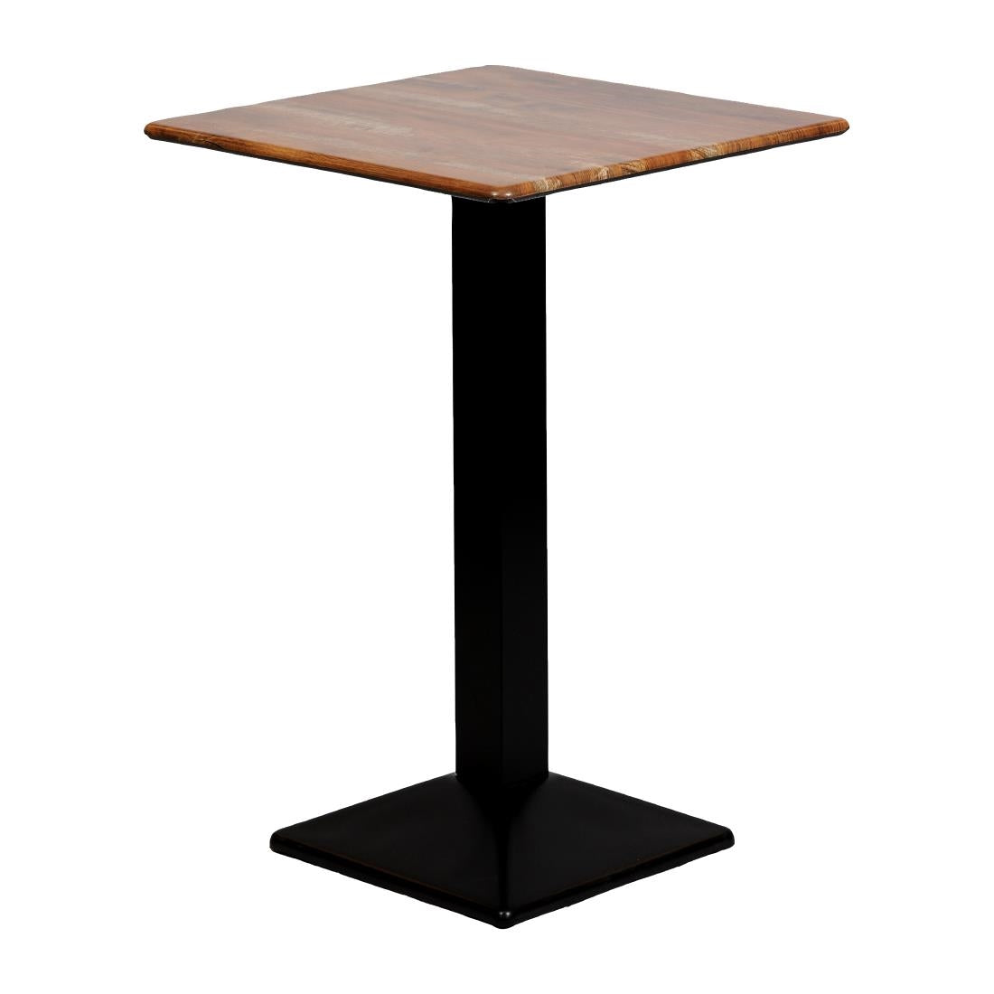CZ828 Turin Metal Base Square Poseur Table with Laminate Top Planked Oak 600mm JD Catering Equipment Solutions Ltd