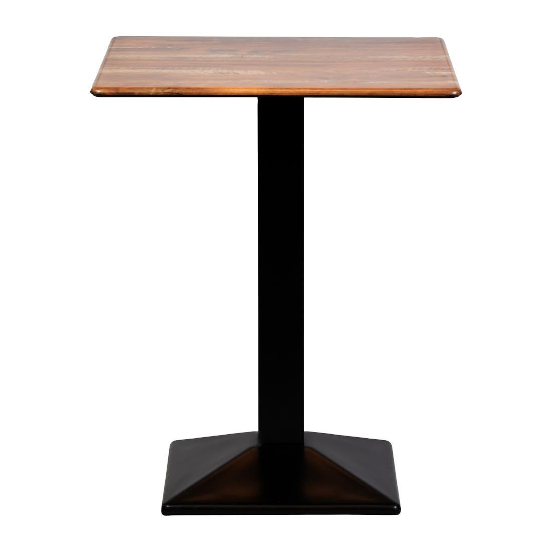 CZ828 Turin Metal Base Square Poseur Table with Laminate Top Planked Oak 600mm JD Catering Equipment Solutions Ltd