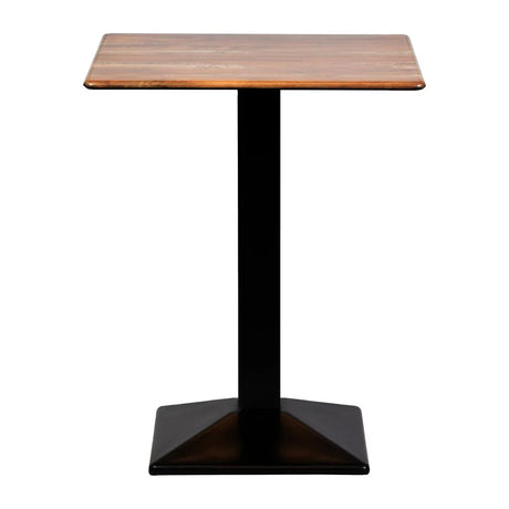 CZ832 Turin Metal Base Square Poseur Table with Laminate Top Planked Oak 700mm - JD Catering Equipment Solutions Ltd
