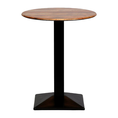CZ836 Turin Metal Base Round Poseur Table with Laminate Top Planked Oak 600mm - JD Catering Equipment Solutions Ltd