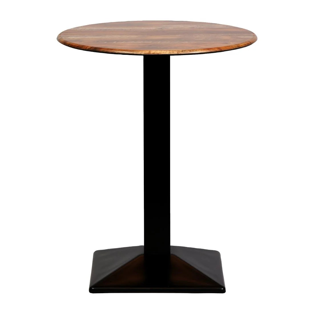 CZ836 Turin Metal Base Round Poseur Table with Laminate Top Planked Oak 600mm JD Catering Equipment Solutions Ltd