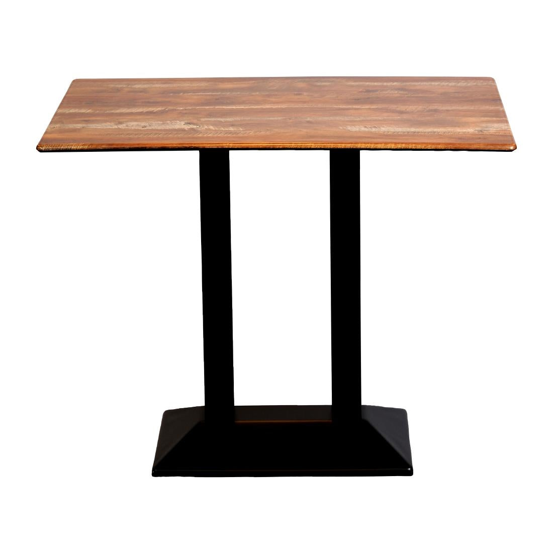 CZ840 Turin Metal Base Rectangular Poseur Table with Laminate Top Planked Oak 1200x700mm JD Catering Equipment Solutions Ltd