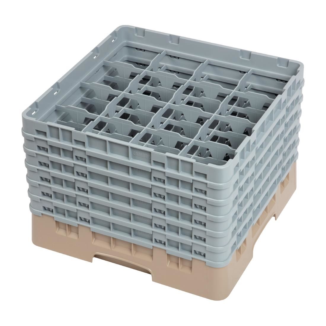 Cambro Camrack Beige 16 Compartments Max Glass Height 298mm JD Catering Equipment Solutions Ltd