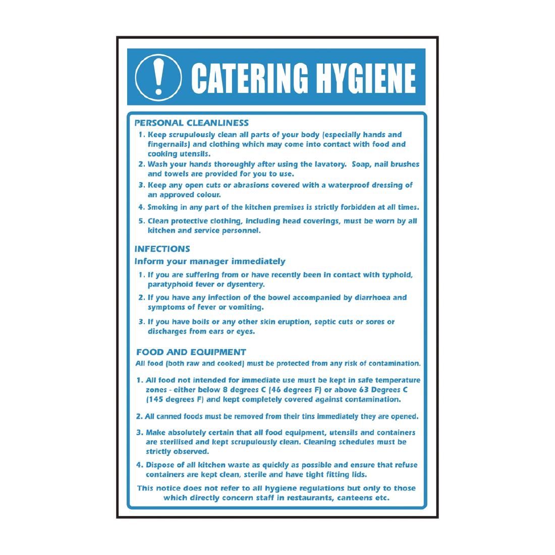 Catering Hygiene Guidelines Sign JD Catering Equipment Solutions Ltd