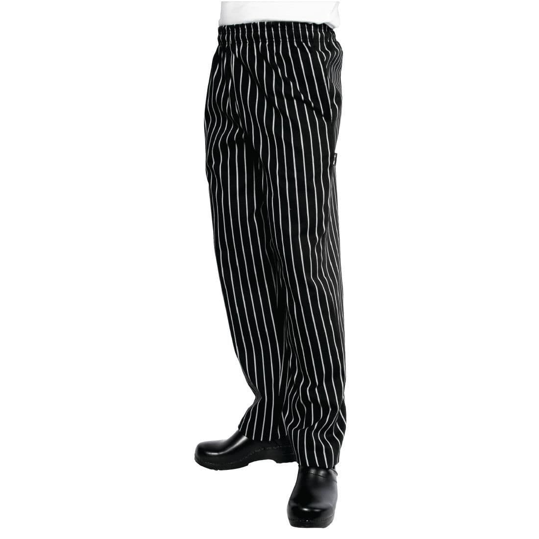 Chef Works Designer Baggy Pant Black and White Striped JD Catering Equipment Solutions Ltd